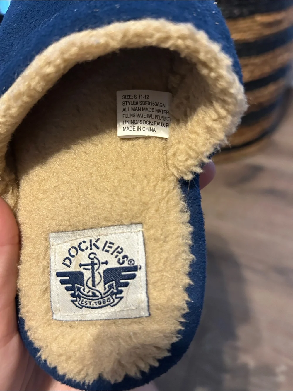 Kids Dockers Navy Slip-On Fleece-Lined House Slippers